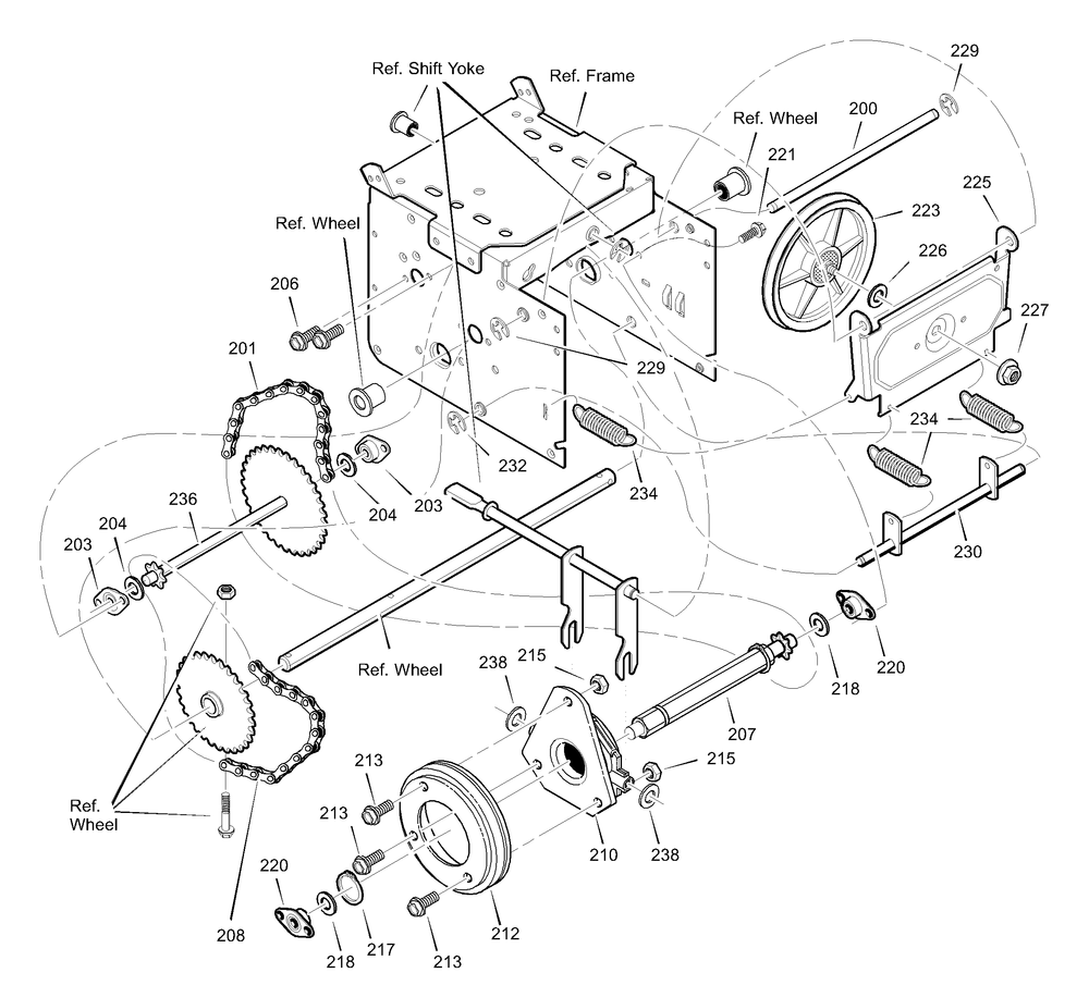 Drive Diagram and Parts List for 627804X89D 2002 Briggs and Stratton Snow Blower